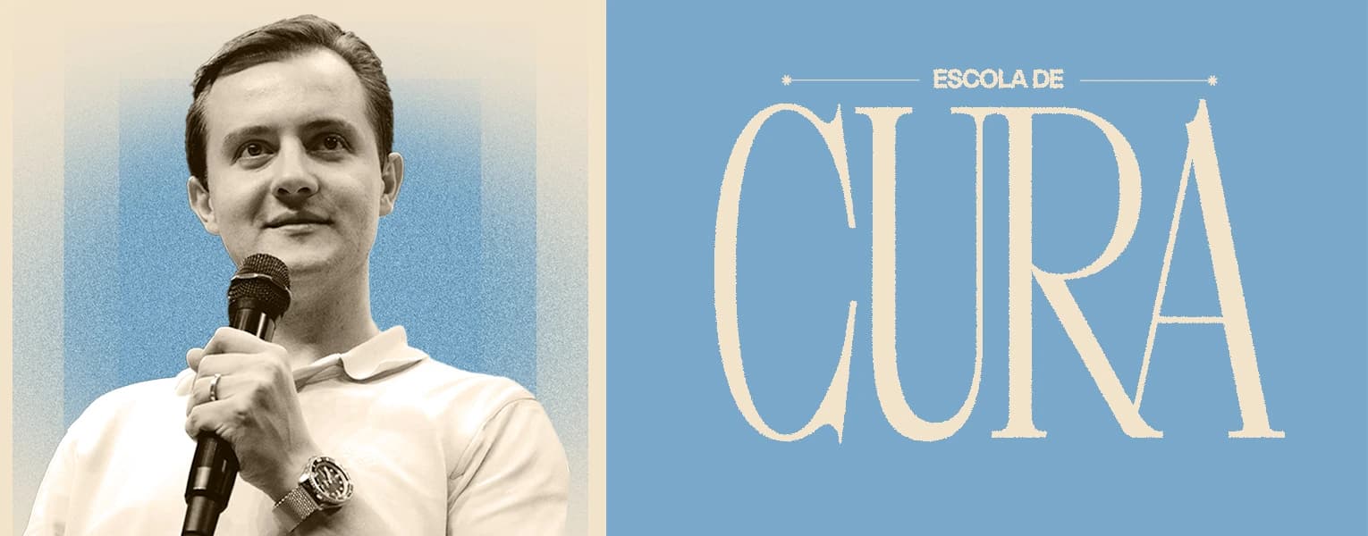 Banner da Escola de Cura com Bispo Rinaldo Silva