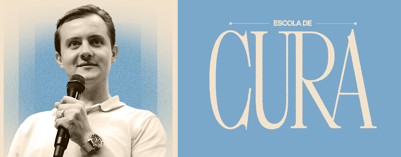 Banner da Escola de Cura com Bispo Rinaldo Silva